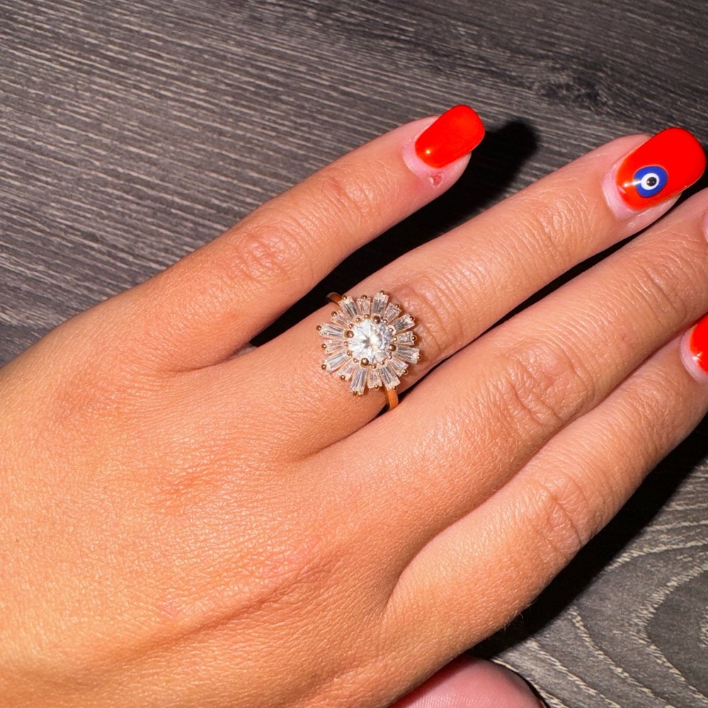 Swarovski Rose Gold Starburst Ring
